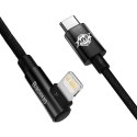 KĄTOWY KABEL PRZEWÓD POWER DELIVERY Z BOCZNYM WTYKIEM USB-C IPHONE LIGHTNING 1M 20W CZARNY