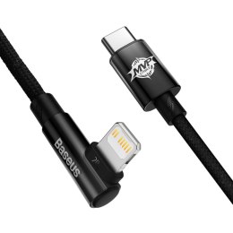 KĄTOWY KABEL PRZEWÓD POWER DELIVERY Z BOCZNYM WTYKIEM USB-C IPHONE LIGHTNING 1M 20W CZARNY
