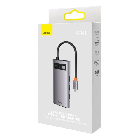 METAL GLEAM SERIES STACJA DOKUJĄCA HUB 6W1 USB-C HDMI 3XUSB 3.2 POWER DELIVERY VGA SZARY METAL GLEAM SERIES STACJA DOKUJĄCA HUB 6W1 USB-C HDMI 3XUSB 3.2 POWER DELIVERY VGA SZARY