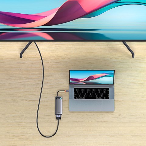 STACJA DOKUJĄCA HUB 8W1 USB-C 1XHDMI 3XUSB 3.2 1XPOWER DELIVERY CZYTNIK KART SD CZYTNIK KART TF VGA SZARY STACJA DOKUJĄCA HUB 8W1 USB-C 1XHDMI 3XUSB 3.2 1XPOWER DELIVERY CZYTNIK KART SD CZYTNIK KART TF VGA SZARY