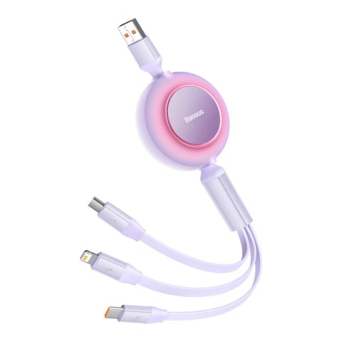 ZWIJANY KABEL PRZEWÓD 3W1 USB MICROUSB + IPHONE LIGHTNING + USB-C 66W 1.1M FIOLETOWY ZWIJANY KABEL PRZEWÓD 3W1 USB MICROUSB + IPHONE LIGHTNING + USB-C 66W 1.1M FIOLETOWY