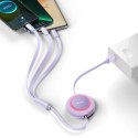 ZWIJANY KABEL PRZEWÓD 3W1 USB MICROUSB + IPHONE LIGHTNING + USB-C 66W 1.1M FIOLETOWY