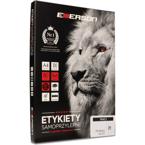 ETYKIETY A4 BIAŁE (100ARK) 70X42.3MM NR017 EMERSON ETA4070X423 ETYKIETY A4 BIAŁE (100ARK) 70X42.3MM NR017 EMERSON ETA4070X423