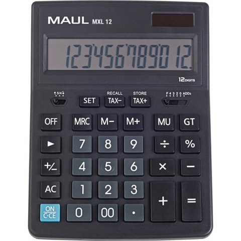 KALKULATOR BIURKOWY BUSINESS MXL12 12-POZYCYJNY OBLICZNIE PODATKU CZARNY 72670/90 ML MAUL KALKULATOR BIURKOWY BUSINESS MXL12 12-POZYCYJNY OBLICZNIE PODATKU CZARNY 72670/90 ML MAUL