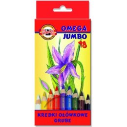 KREDKI OŁOWKOWE GRUBE OMEGA JUMBO 18 KOLORÓW KOH-I-NOOR 3383