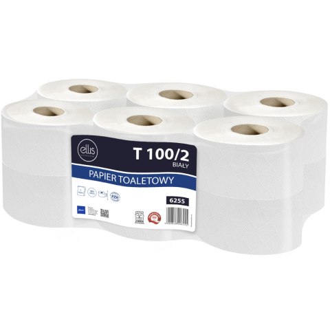 PAPIER TOALETOWY BIAŁY 100M 2W(12 ROLEK) CELULOZA JUMBO ELLIS COMFORT 6255 PAPIER TOALETOWY BIAŁY 100M 2W(12 ROLEK) CELULOZA JUMBO ELLIS COMFORT 6255