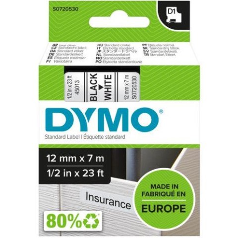 TAŚMA 12MM/7M CZARNY BIAŁA 45013 DYMO S0720530