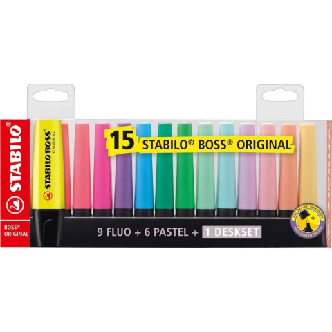 ZAKREŚLACZ STABILO BOSS 15KOL. W ETUI 7015-01-5