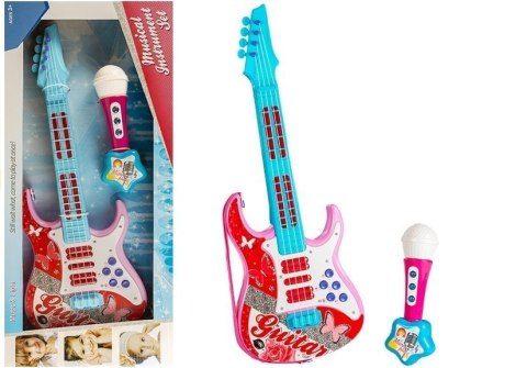 GITARA ELEKTRYCZNA MIKROFON STRUNY ZABAWKA RÓŻ GITARA ELEKTRYCZNA MIKROFON STRUNY ZABAWKA RÓŻ