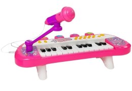 KEYBOARD PIANINKO 24 KLAWISZE USB MIKROFON RÓŻOWY