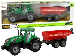ZIELONY TRAKTOR Z CZERWONĄ PRZYCZEPKĄ NAPĘD FRYKCYJNY