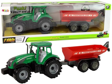 ZIELONY TRAKTOR Z CZERWONĄ PRZYCZEPKĄ NAPĘD FRYKCYJNY ZIELONY TRAKTOR Z CZERWONĄ PRZYCZEPKĄ NAPĘD FRYKCYJNY