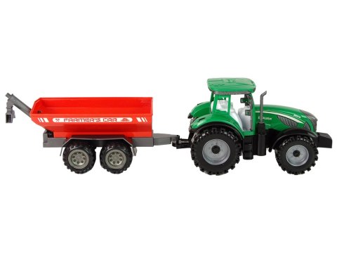 ZIELONY TRAKTOR Z CZERWONĄ PRZYCZEPKĄ NAPĘD FRYKCYJNY ZIELONY TRAKTOR Z CZERWONĄ PRZYCZEPKĄ NAPĘD FRYKCYJNY