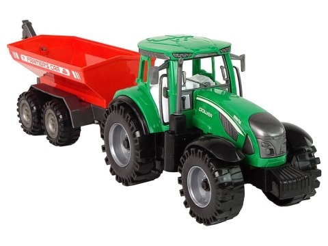 ZIELONY TRAKTOR Z CZERWONĄ PRZYCZEPKĄ NAPĘD FRYKCYJNY ZIELONY TRAKTOR Z CZERWONĄ PRZYCZEPKĄ NAPĘD FRYKCYJNY