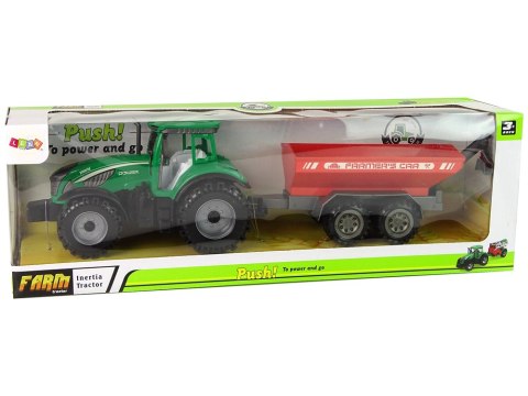 ZIELONY TRAKTOR Z CZERWONĄ PRZYCZEPKĄ NAPĘD FRYKCYJNY ZIELONY TRAKTOR Z CZERWONĄ PRZYCZEPKĄ NAPĘD FRYKCYJNY
