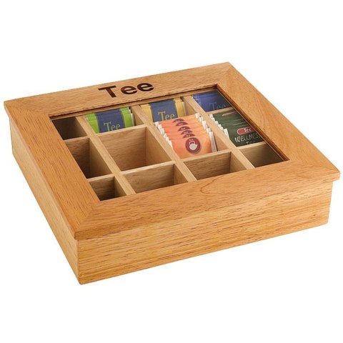 EKSPOZYTOR PUDEŁKO NA HERBATĘ DREWNIANE 30X28CM - HENDI 456514 EKSPOZYTOR PUDEŁKO NA HERBATĘ DREWNIANE 30X28CM - HENDI 456514