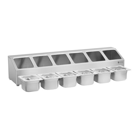 EKSPOZYTOR STOJAK NA POJEMNIKI 6X GN 1/6 + POJEMNIKI Z POKRYWKAMI EKSPOZYTOR STOJAK NA POJEMNIKI 6X GN 1/6 + POJEMNIKI Z POKRYWKAMI
