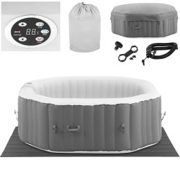 JACUZZI OGRODOWE DMUCHANE 130 DYSZ MASUJĄCYCH 6 OSOBOWE 910 L SZARO - BIAŁE