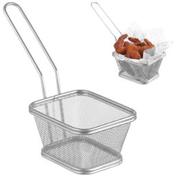 KOSZYK DO PODAWANIA SMAŻONYCH PRZEKĄSEK MINIATUROWY Z UCHWYTEM 105X90X60 MM - HENDI 425664