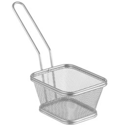 KOSZYK DO PODAWANIA SMAŻONYCH PRZEKĄSEK MINIATUROWY Z UCHWYTEM 105X90X60 MM - HENDI 425664