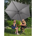 PARASOL OGRODOWY OKRĄGŁY DUŻY UCHYLNY Z KORBKĄ ŚR. 300 CM CIEMNOSZARY