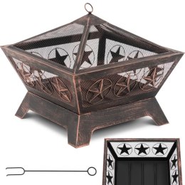 PALENISKO OGRODOWE METALOWE Z POGRZEBACZEM 61 X 61 X 53 CM - BRĄZ