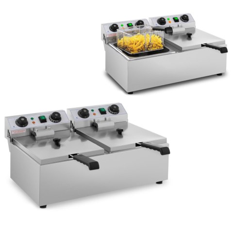 FRYTOWNICA NASTAWNA GASTRONOMICZNA ELEKTRYCZNA TIMER 230 V 2 X 3200W 2 X 10 L FRYTOWNICA NASTAWNA GASTRONOMICZNA ELEKTRYCZNA TIMER 230 V 2 X 3200W 2 X 10 L