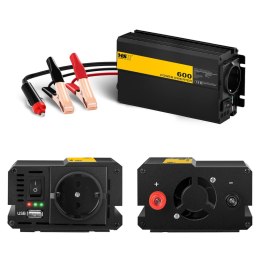 PRZETWORNICA NAPIĘCIA SAMOCHODOWA DO AKUMULATORA 600W + ADAPTER DO GNIAZDKA ZAPALNICZKI
