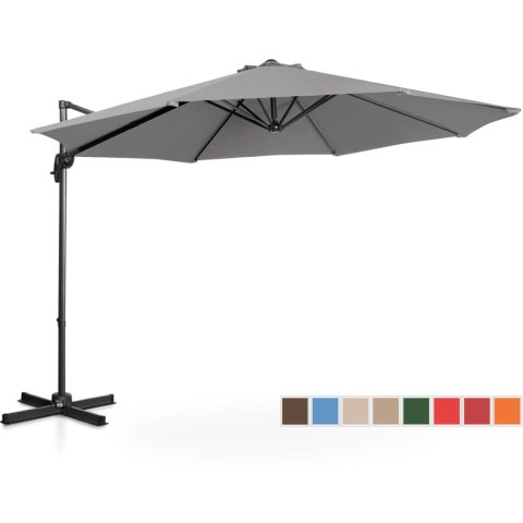 PARASOL OGRODOWY NA WYSIĘGNIKU BOCZNYM UCHYLNY OKRĄGŁY ŚR. 300 CM CIEMNOSZARY PARASOL OGRODOWY NA WYSIĘGNIKU BOCZNYM UCHYLNY OKRĄGŁY ŚR. 300 CM CIEMNOSZARY