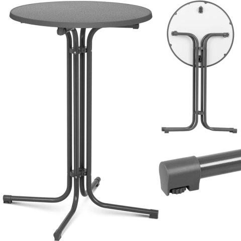STÓŁ STOLIK BAROWY OKRĄGŁY WYSOKI SKŁADANY ŚR. 70 CM WYS. 110 CM SZARY STÓŁ STOLIK BAROWY OKRĄGŁY WYSOKI SKŁADANY ŚR. 70 CM WYS. 110 CM SZARY