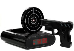 PISTOLET LASEROWY Z TARCZĄ BUDZIK ZEGAREK CZARNY