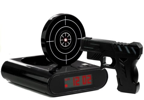 PISTOLET LASEROWY Z TARCZĄ BUDZIK ZEGAREK CZARNY