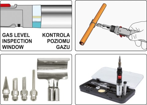 LUTOWNICA GAZOWA 3IN1 Z AKCESORIAMI Z ZAPŁONEM PIEZO LUTOWNICA GAZOWA 3IN1 Z AKCESORIAMI Z ZAPŁONEM PIEZO