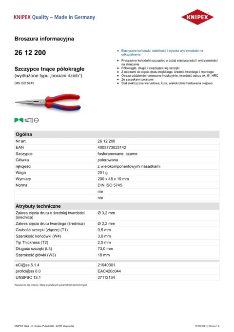 SZCZYPCE FOSFORANOWANE CZARNE, GŁÓWKA POLEROWANA 200MM SZCZYPCE FOSFORANOWANE CZARNE, GŁÓWKA POLEROWANA 200MM