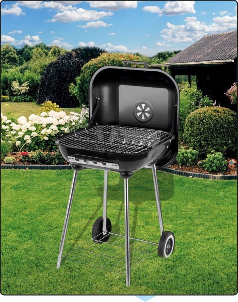 GRILL OGRODOWY Z POKRYWĄ, RUSZT 40*45CM. GRILL OGRODOWY Z POKRYWĄ, RUSZT 40*45CM.