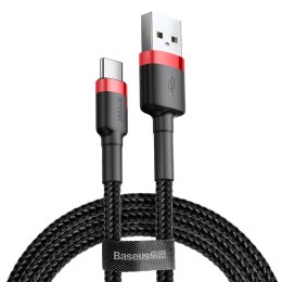 WYTRZYMAŁY NYLONOWY KABEL PRZEWÓD USB USB-C QC3.0 2A 3M CZARNO-CZERWONY