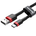 WYTRZYMAŁY NYLONOWY KABEL PRZEWÓD USB USB-C QC3.0 2A 3M CZARNO-CZERWONY
