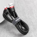 WYTRZYMAŁY NYLONOWY KABEL PRZEWÓD USB USB-C QC3.0 2A 3M CZARNO-CZERWONY
