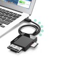 CZYTNIK KART PAMIĘCI SD / MICRO SD / CF / MS WTYCZKA USB 3.0 1M - CZARNY