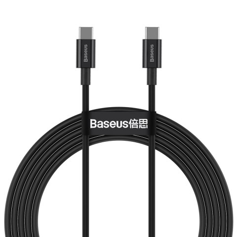 KABEL PRZEWÓD SUPERIOR USB-C - USB-C SZYBKIE ŁADOWANIE 100W 5A 2M - CZARNY KABEL PRZEWÓD SUPERIOR USB-C - USB-C SZYBKIE ŁADOWANIE 100W 5A 2M - CZARNY