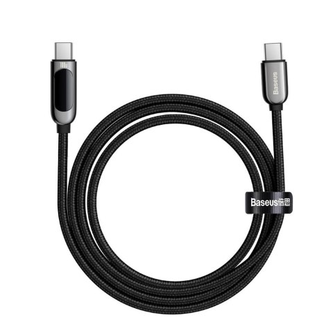 KABEL PRZEWÓD USB-C - USB-C Z WYŚWIETLACZEM MIERNIKIEM MOCY 2M - CZARNY KABEL PRZEWÓD USB-C - USB-C Z WYŚWIETLACZEM MIERNIKIEM MOCY 2M - CZARNY