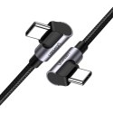 KABEL PRZEWÓD KĄTOWY Z BOCZNYM WTYKIEM USB-C NA USB-C QUICK CHARGE 1M - SZARY