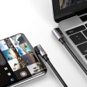 KABEL PRZEWÓD KĄTOWY Z BOCZNYM WTYKIEM USB-C NA USB-C QUICK CHARGE 1M - SZARY