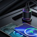 ŁADOWARKA SAMOCHODOWA 2X USB + KABEL 3W1 USB-C / MICRO USB / LIGHTNING 1.2M - CZARNY