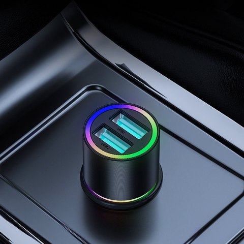 ŁADOWARKA SAMOCHODOWA 2X USB + KABEL 3W1 USB-C / MICRO USB / LIGHTNING 1.2M - CZARNY ŁADOWARKA SAMOCHODOWA 2X USB + KABEL 3W1 USB-C / MICRO USB / LIGHTNING 1.2M - CZARNY