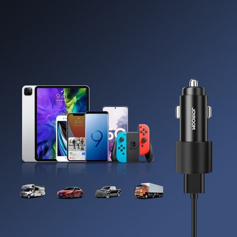 ŁADOWARKA SAMOCHODOWA 2X USB + KABEL 3W1 USB-C / MICRO USB / LIGHTNING 1.2M - CZARNY ŁADOWARKA SAMOCHODOWA 2X USB + KABEL 3W1 USB-C / MICRO USB / LIGHTNING 1.2M - CZARNY