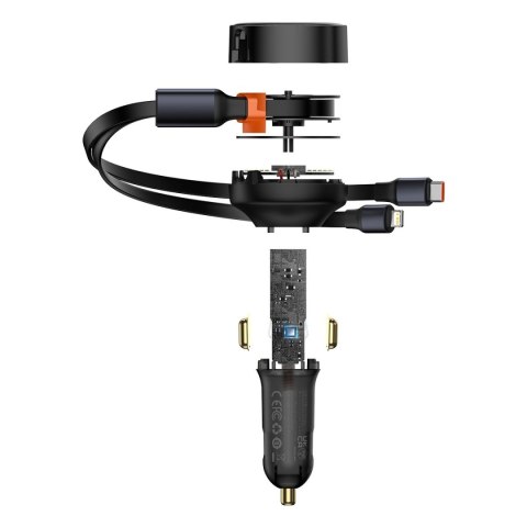 ŁADOWARKA SAMOCHODOWA 2W1 USB-C + IPHONE LIGHTNING ZWIJANY PRZEWÓD 75CM 30W - CZARNY ŁADOWARKA SAMOCHODOWA 2W1 USB-C + IPHONE LIGHTNING ZWIJANY PRZEWÓD 75CM 30W - CZARNY