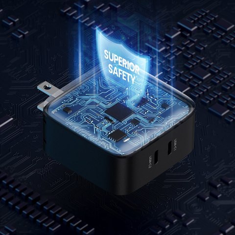 ŁADOWARKA SIECIOWA 2X USB-C 66W POWER DELIVERY 3.0 QUICK CHARGE 4.0 - CZARNY ŁADOWARKA SIECIOWA 2X USB-C 66W POWER DELIVERY 3.0 QUICK CHARGE 4.0 - CZARNY