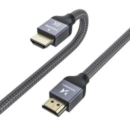 MOCNY WYTRZYMAŁY KABEL HDMI 2.1 8K / 4K / 2K W OPLOCIE 2M - SREBRNY