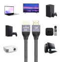 MOCNY WYTRZYMAŁY KABEL HDMI 2.1 8K / 4K / 2K W OPLOCIE 2M - SREBRNY